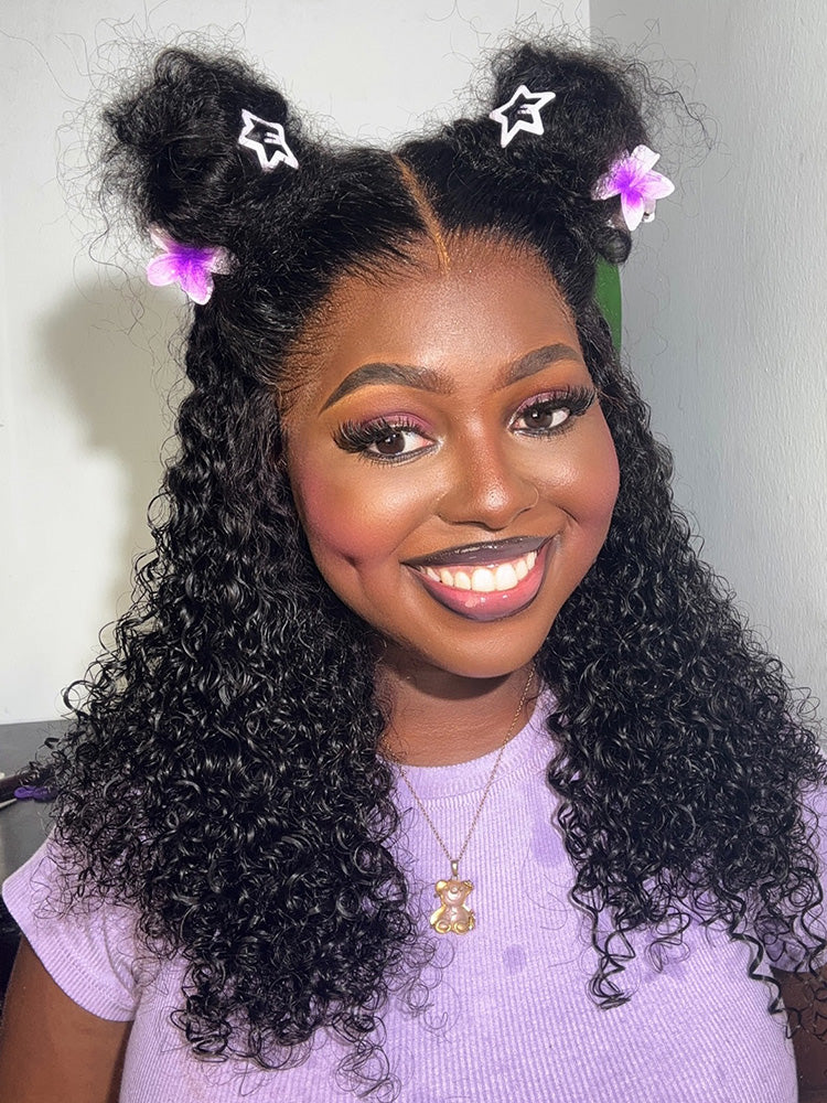 CurlyMe Virgin Human Hair Kinky Curly 5x5 Lace Closure Swiss Lace Wigs Pre Plucked - Image 3