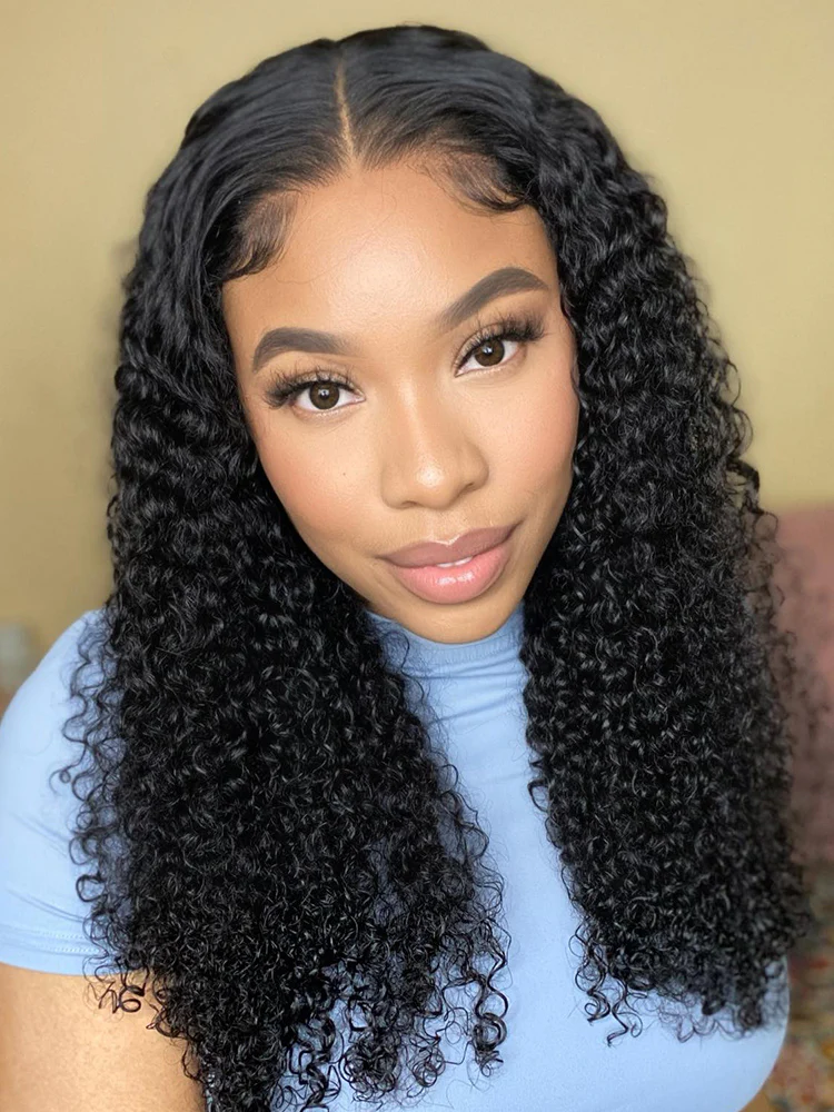 CurlyMe Virgin Human Hair Kinky Curly 5x5 Lace Closure Swiss Lace Wigs Pre Plucked - Image 4