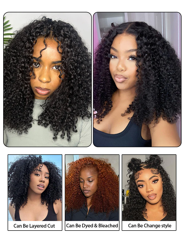 CurlyMe Virgin Human Hair Kinky Curly 5x5 Lace Closure Swiss Lace Wigs Pre Plucked - Image 6