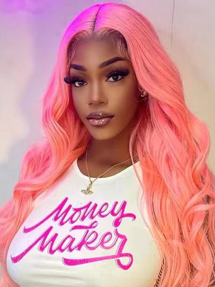 CurlyMe Light Ash Pink Pre Cut Glueless Lace Straight Wear Go Wig