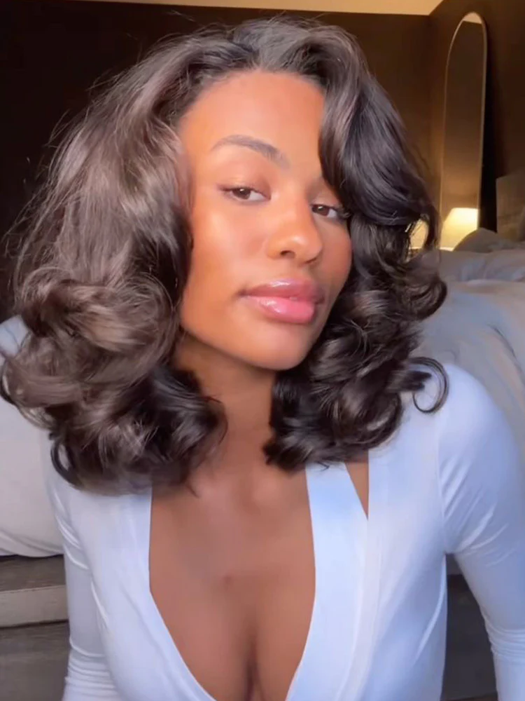 CurlyMe M-Cap 9x6 Blow Out Wear Go Glueless Wig 250% Density Layered Cut HD Lace Wig - Image 4