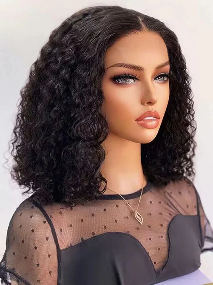 CurlyMe Pre-cut 9x6 HD Lace M-cap Wear Go Glueless Mini Knots Water Wave Hair Bob Wig Pre-plucked - Image 8