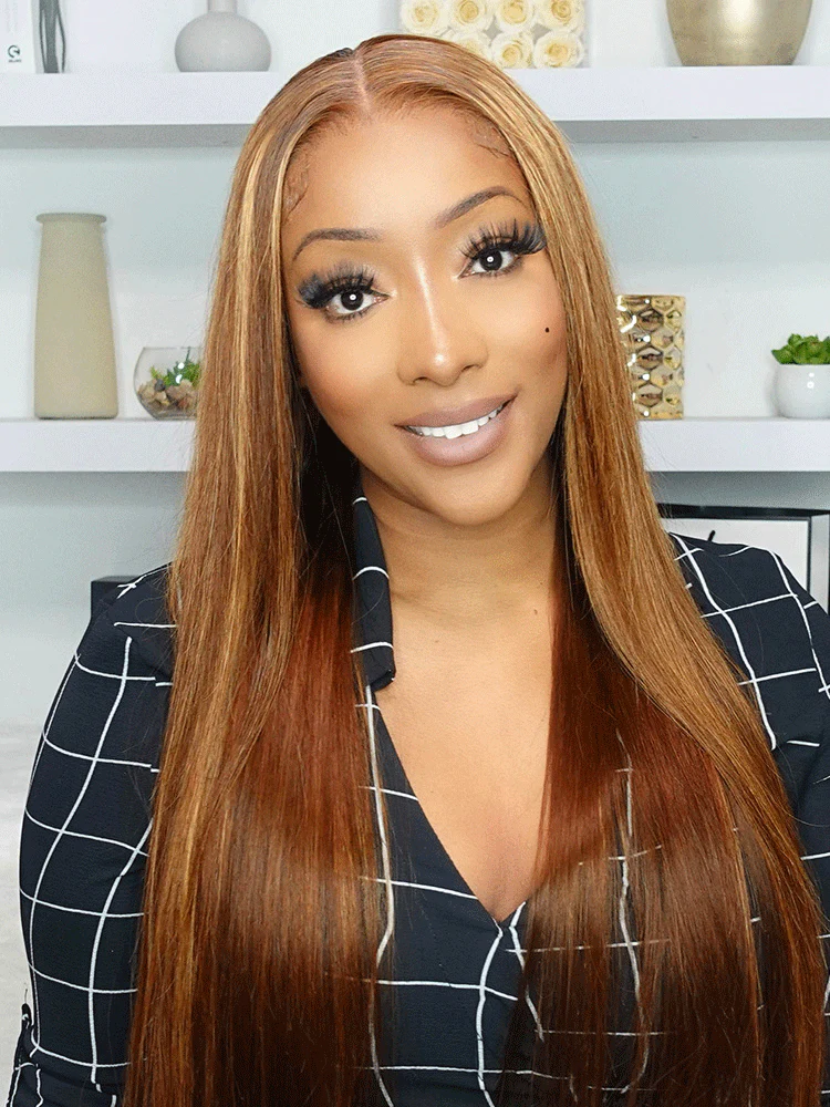 CurlyMe Pre-cut 9x6 Lace M-cap Wear Go Glueless Mini Knots Straight Hair Highlight Wig Pre-plucked - Image 5