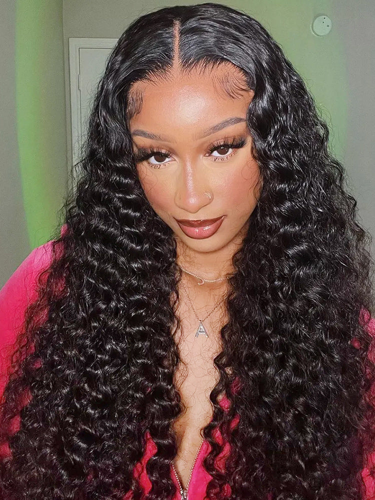 CurlyMe Pre-cut 9x6 Lace M-cap Wear Go Glueless Mini Knots Deep Wave Hair HD Lace Front Wig Pre-plucked - Image 2