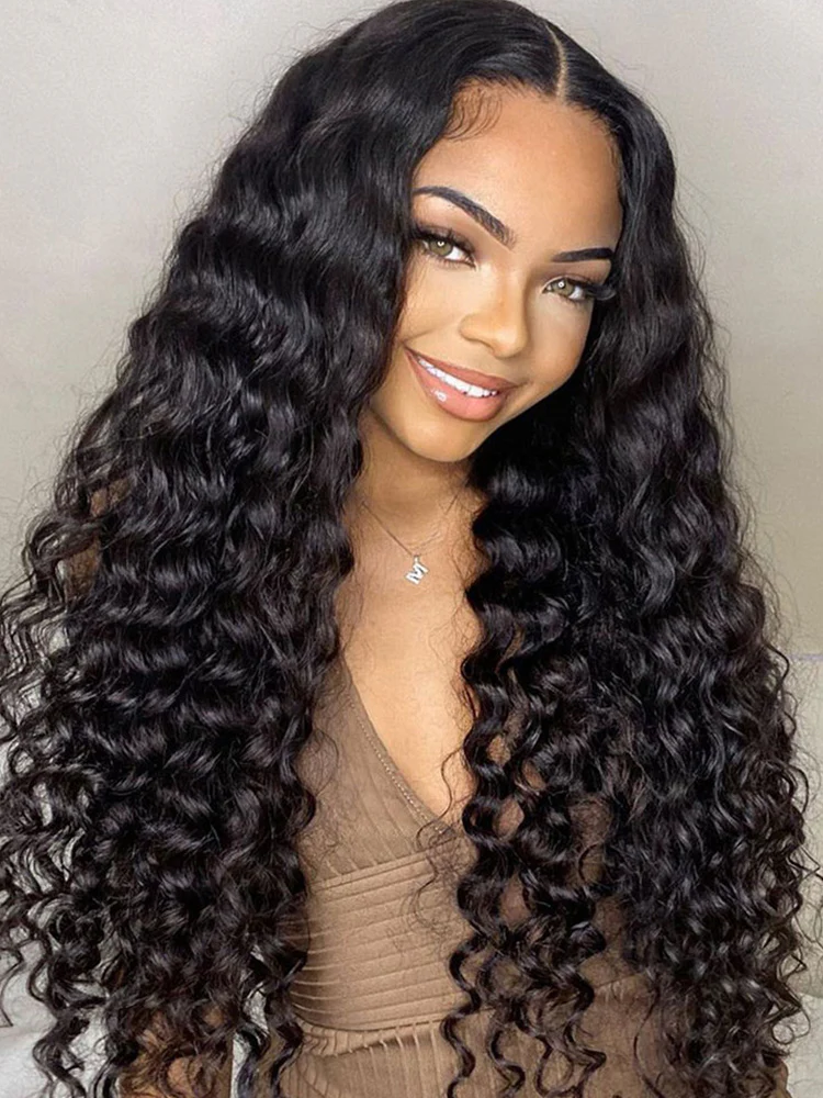 CurlyMe Pre-cut 9x6 Lace M-cap Wear Go Glueless Mini Knots Loose Deep Hair HD Lace Front Wig Pre-plucked - Image 3