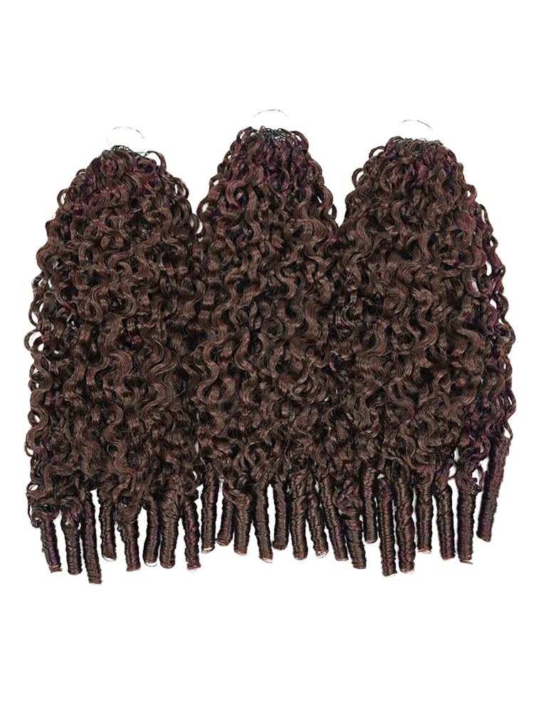 CurlyMe Mocha Mousse Color Burmese Curly Miracle Knots Pre-Separated Feather Crochet Human Hair Knotless Boho Braids Remy Hair Extensions - Image 4