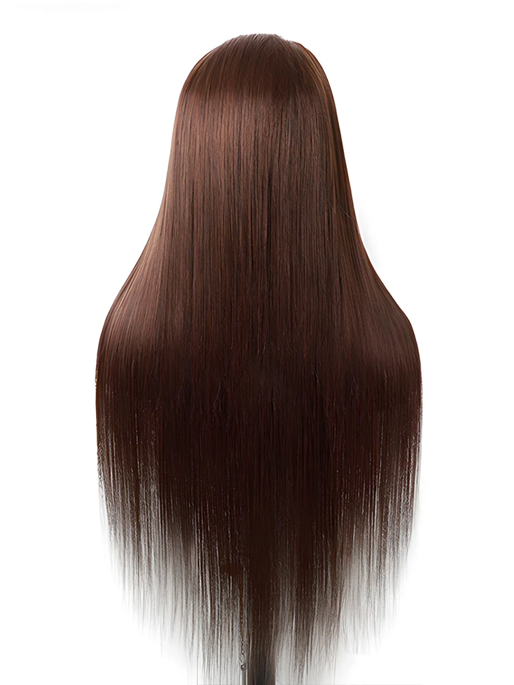 CurlyMe #2 Natural Brown Color Bob Wigs Straight Hair Lace Front Wigs - Image 5