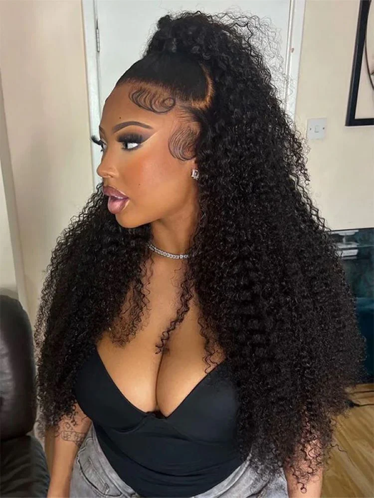 CurlyMe 360 Lace Wear Go Fit Wig Pre-Bleached Kinky Curly Human Hair Glueless Wig Pre-Plucked - Image 3