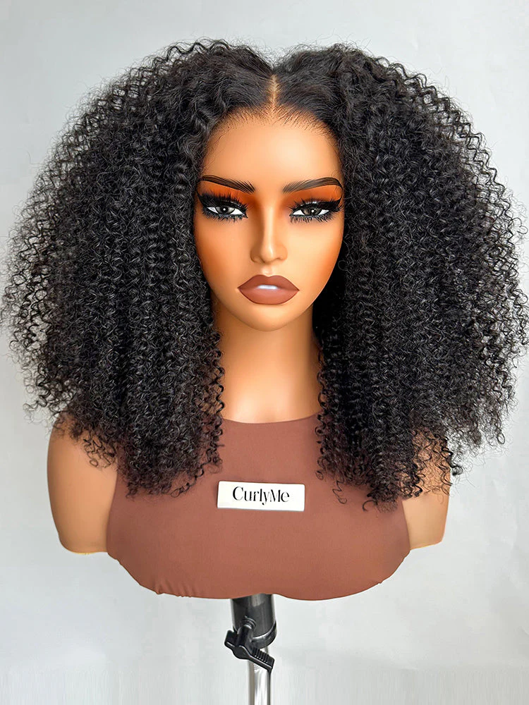 CurlyMe Pre-bleached Wear Go Afro Kinky Curly 7x5 Pre-cut HD Lace Glueless Wig Pre-plucked - Image 5