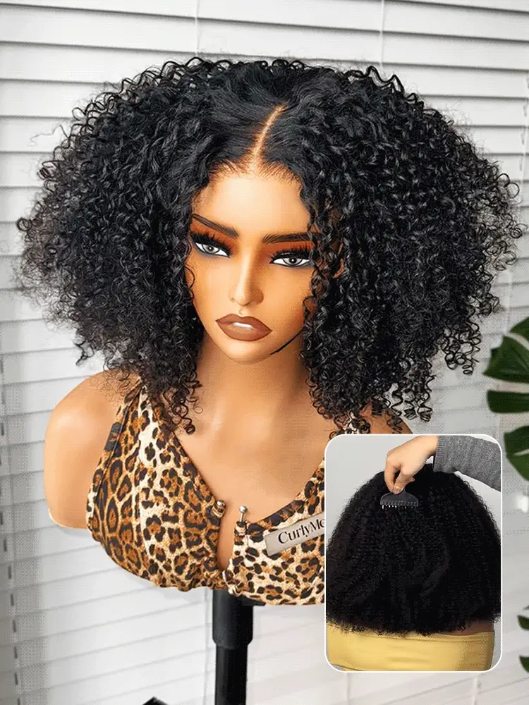 CurlyMe Pre-bleached Wear Go Glueless Afro Kinky Curly Pre-cut HD Lace Wig Pre-plucked - Image 2