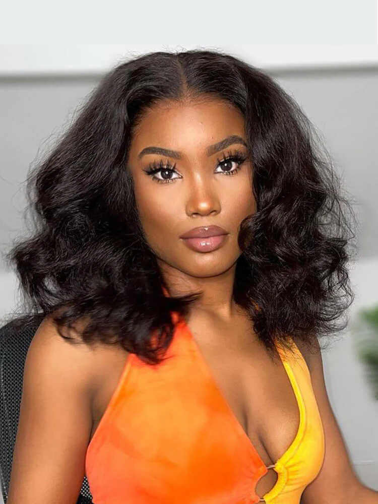 CurlyMe Pre-bleached Body Wave Hair Wear Go Bob Wig 7x5 Pre-cut HD Lace Pre-plucked - Image 2
