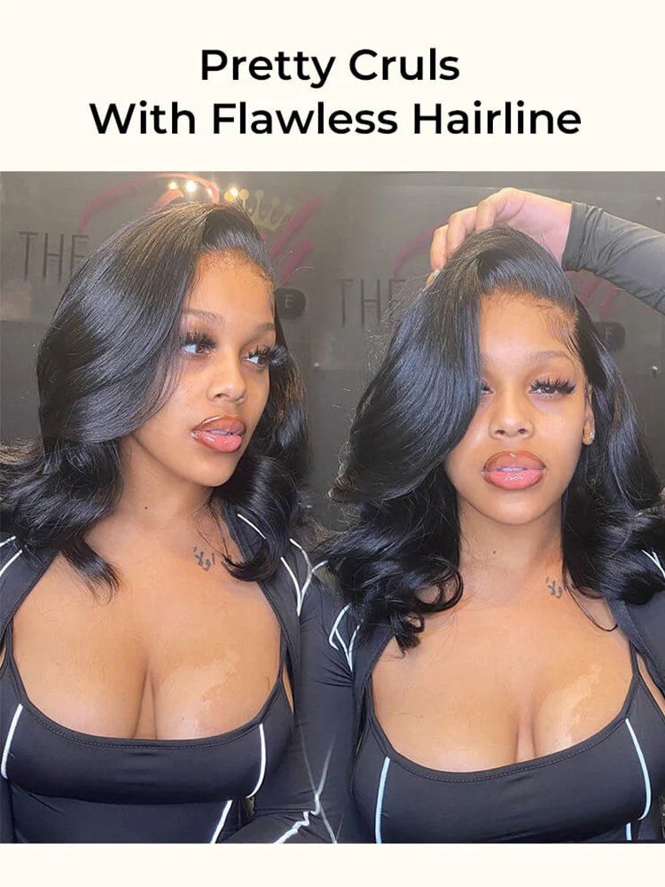 CurlyMe Pre-bleached Body Wave Hair Wear Go Bob Wig 7x5 Pre-cut HD Lace Pre-plucked - Image 4