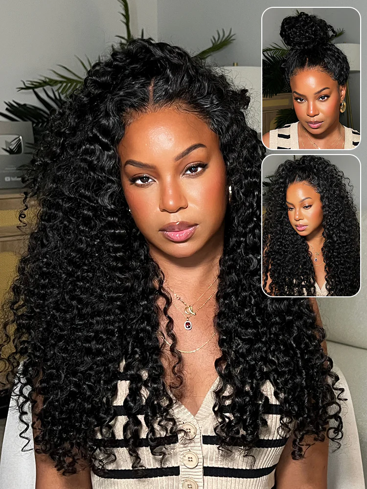 CurlyMe Pre-bleached Wear Go Glueless Wig 7x5 Pre-cut HD Lace Burmese Curly Human Hair - Image 4