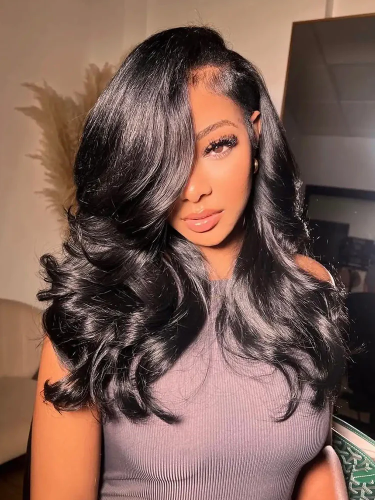 CurlyMe 250% Density C Part Body Wave Wear Go Glueless Layer Cut Wig With Baby Hair