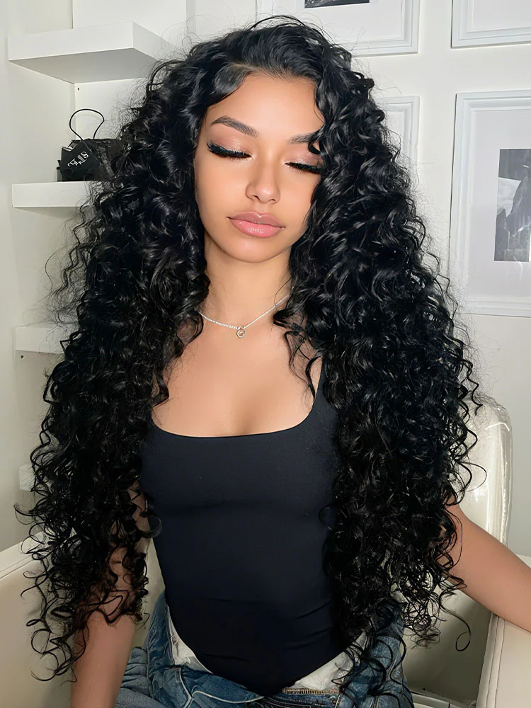 CurlyMe Pre-bleached Deep Wave Wear Go Glueless Wig Pre-cut 7x5 HD Lace Wig Pre-plucked - Image 10