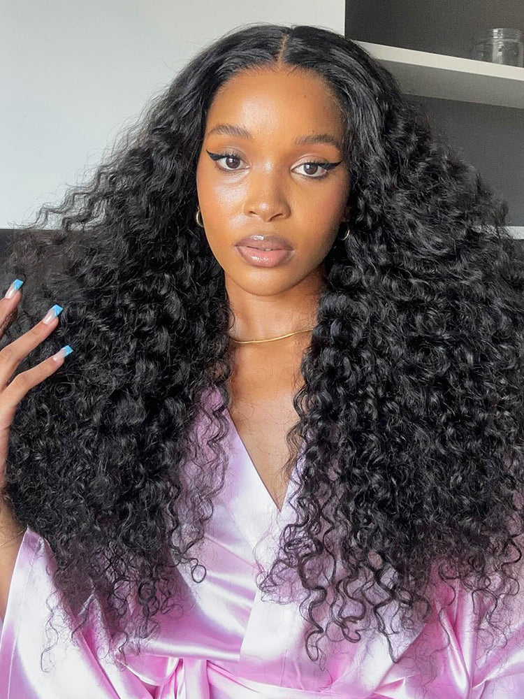 CurlyMe Pre-bleached Deep Wave Wear Go Glueless Wig Pre-cut 7x5 HD Lace Wig Pre-plucked - Image 2