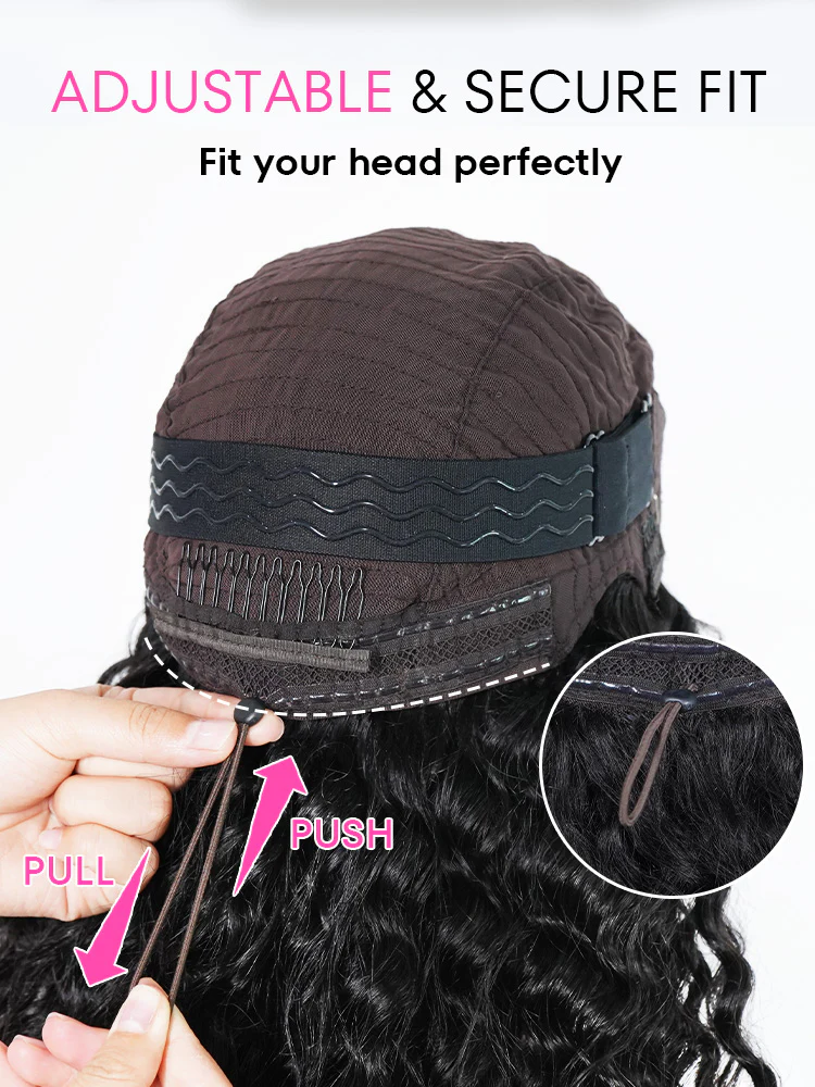 CurlyMe Pre Bleached Knots Burmese Curly Hair 13x6 Pre-Cut HD Lace Frontal Wig With Elastic Draw-string Wear Go Wig - Image 10