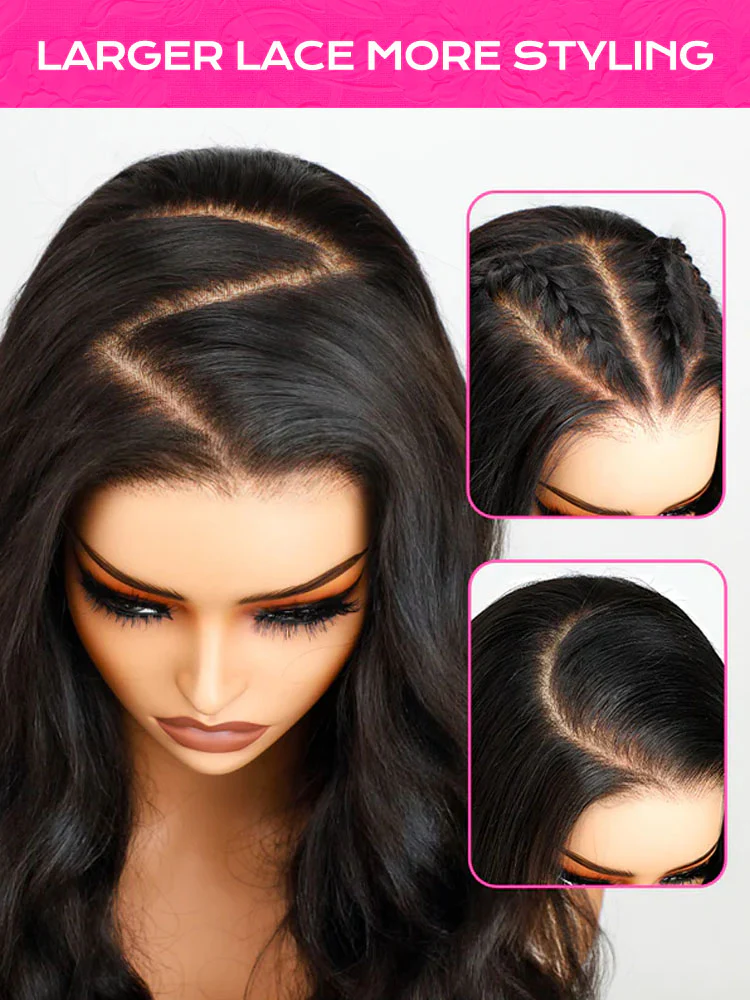 CurlyMe Pre-bleached Body Wave Hair Wear Go Glueless Wig 7x5 Pre-cut HD Lace Pre-plucked - Image 11