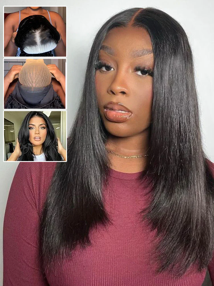 CurlyMe Layered Cut Pre-bleached Straight Hair Wear Go Glueless Wig 7x5 Pre-cut HD Lace Pre-plucked - Image 2