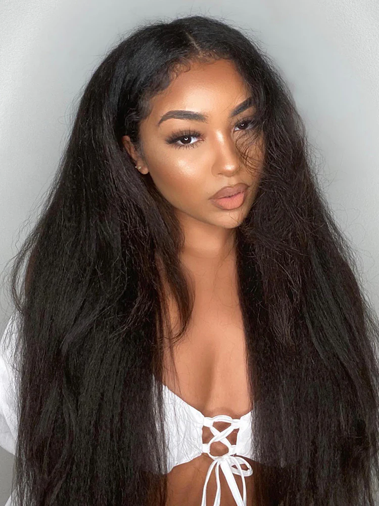 CurlyMe Layered Cut Pre-bleached Yaki Straight Hair Wear Go Glueless Wig 7x5 Pre-cut HD Lace Pre-plucked - Image 4