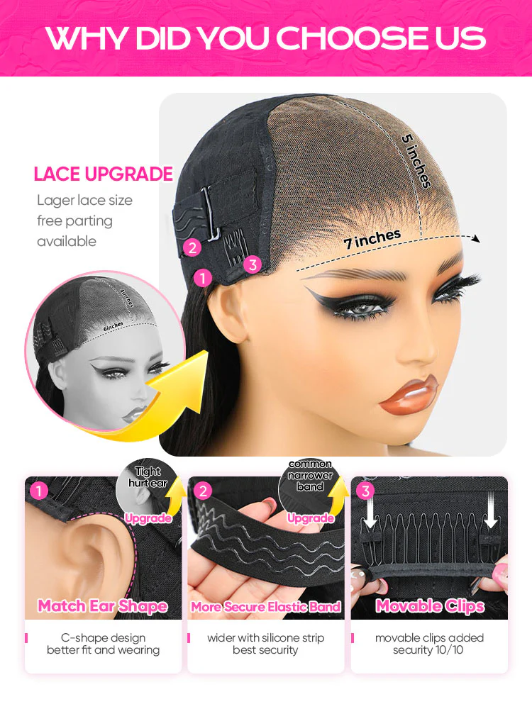 CurlyMe Pre-bleached Straight Hair Wear Go Glueless Wig 7x5 Pre-cut HD Lace Pre-plucked - Image 8