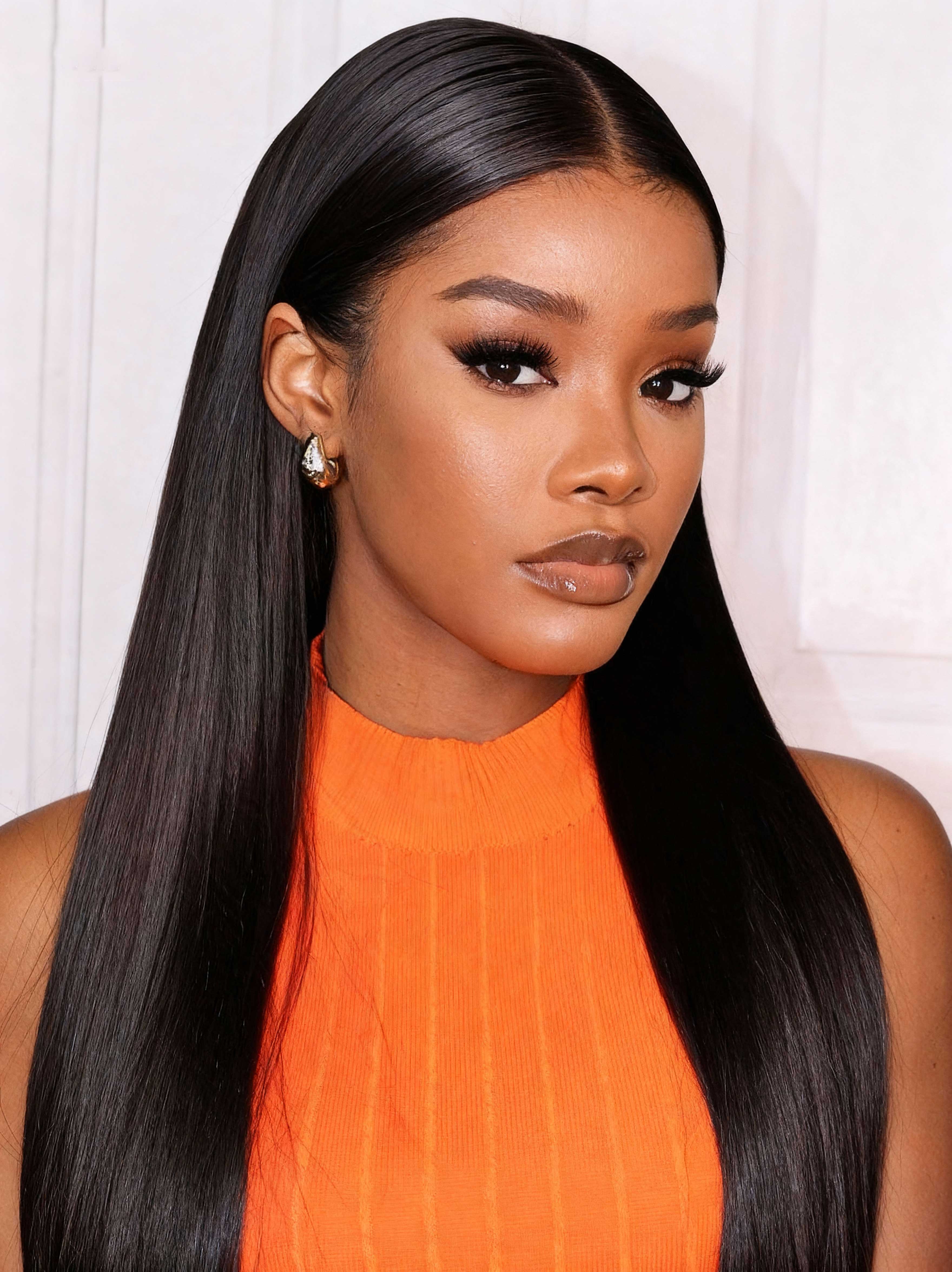 CurlyMe Pre-Bleached Knots 13x4/13x6 HD Lace Straight Human Hair Wear Go Glueless Wig With Elastic Draw-string