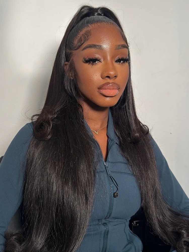 CurlyMe Pre-Bleached Knots 13x4/13x6 HD Lace Straight Human Hair Wear Go Glueless Wig With Elastic Draw-string - Image 2