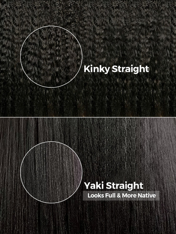 CurlyMe 360 Lace Wear Go Wig Pre-Bleached Yaki Straight Human Hair Pre-Plucked Lace Front Wig - Image 10