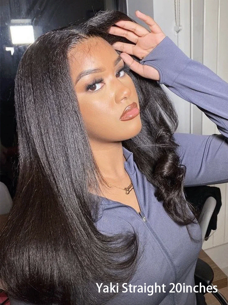 CurlyMe 360 Lace Wear Go Wig Pre-Bleached Yaki Straight Human Hair Pre-Plucked Lace Front Wig - Image 9