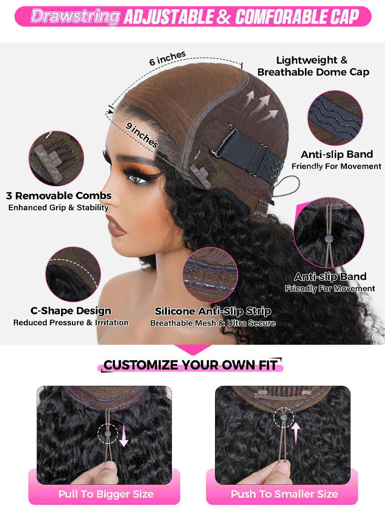 CurlyMe Pre-Braided Afro Kinky Curly 9x6 Pre-Cut Lace Wear Go Glueless Wig With Elastic Draw-string - Image 8