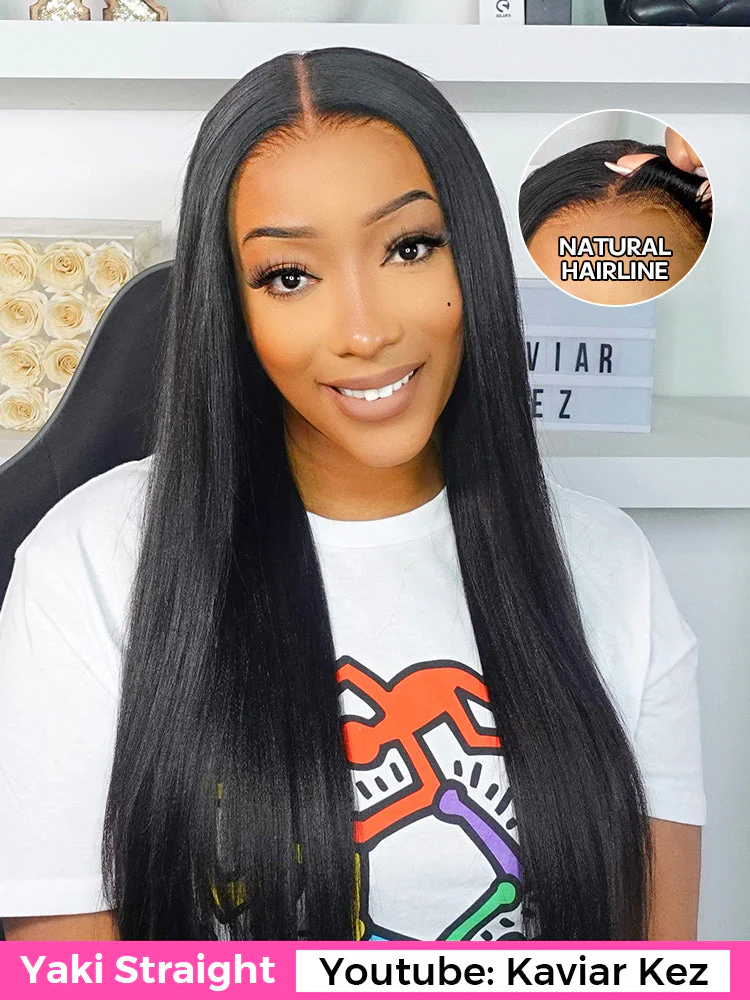 [Clearance Sale]CurlyMe Pre-cut 9x6 Lace M-cap Wear Go Glueless Mini Knots Light Yaki Straight Hair HD Lace Front Wig Pre-plucked - Image 12