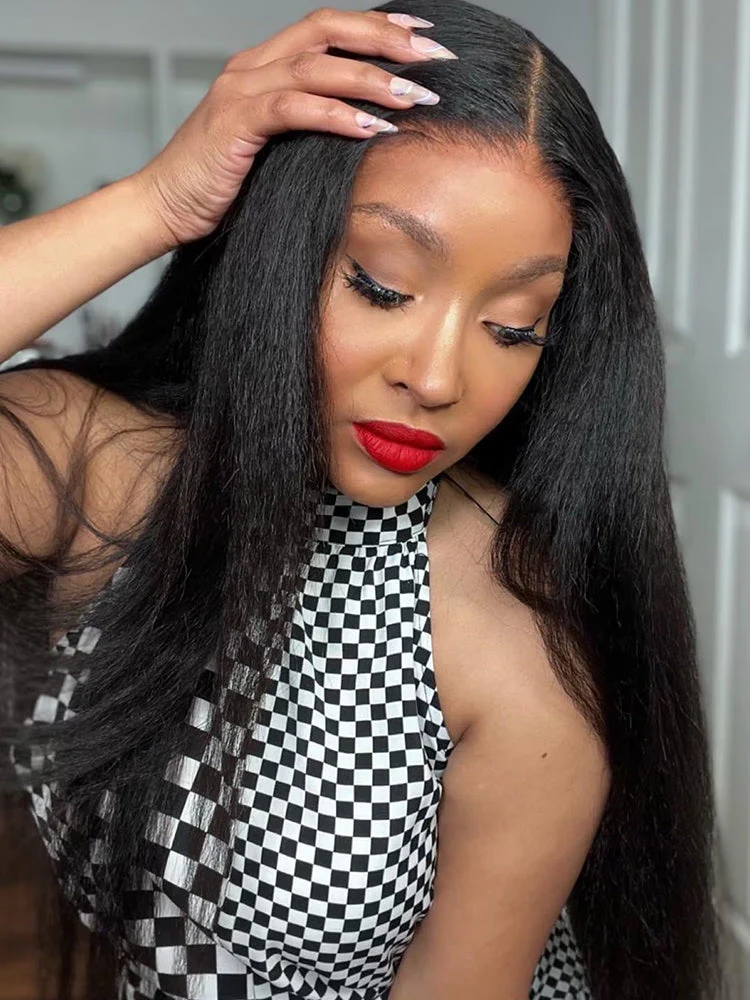 [Clearance Sale]CurlyMe Pre-cut 9x6 Lace M-cap Wear Go Glueless Mini Knots Light Yaki Straight Hair HD Lace Front Wig Pre-plucked - Image 7