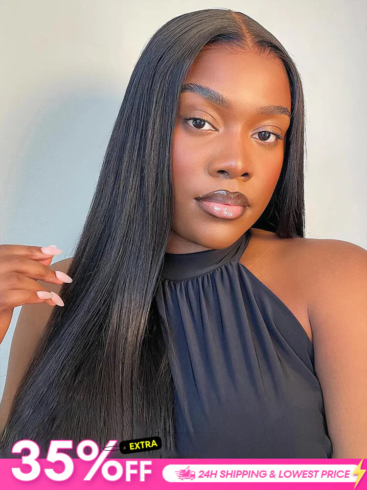 [Clearance Sale] Pre-bleached Most Like Real Hair Glueless Straight Human Hair HD Lace Wig Pre-plucked