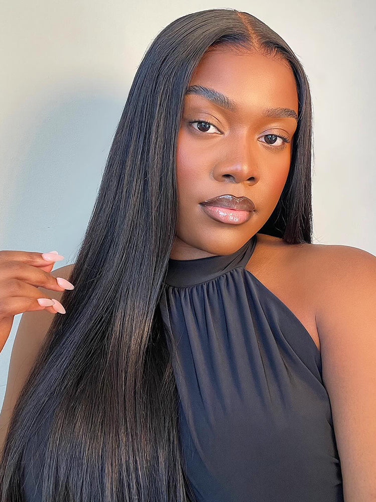 [Clearance Sale] Pre-bleached Most Like Real Hair Glueless Straight Human Hair HD Lace Wig Pre-plucked - Image 12