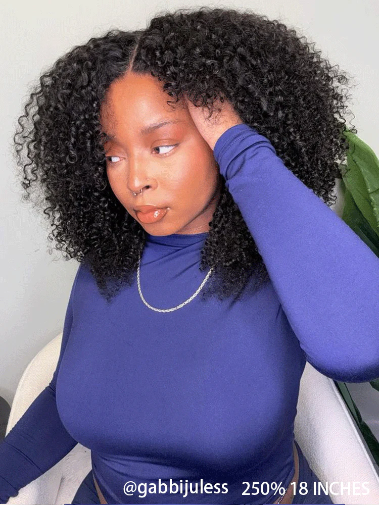 [Clearance Sale] Pre-style Finger Coily 250% Thick Curls Wear Go Glueless Wig Pre-cut HD Lace Wig Pre-plucked - Image 4