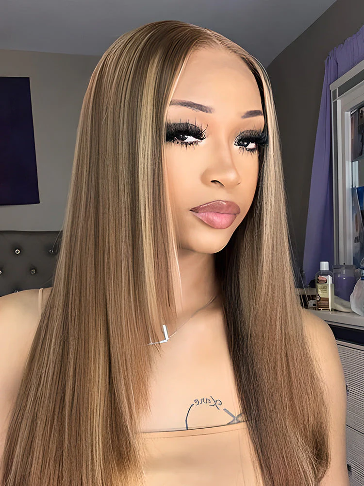 [Clearance Sale] Highlights Ombre Pre Cut HD Lace Wear Go Straight Glueless Wigs Pre Cut Lace Wig - Image 2