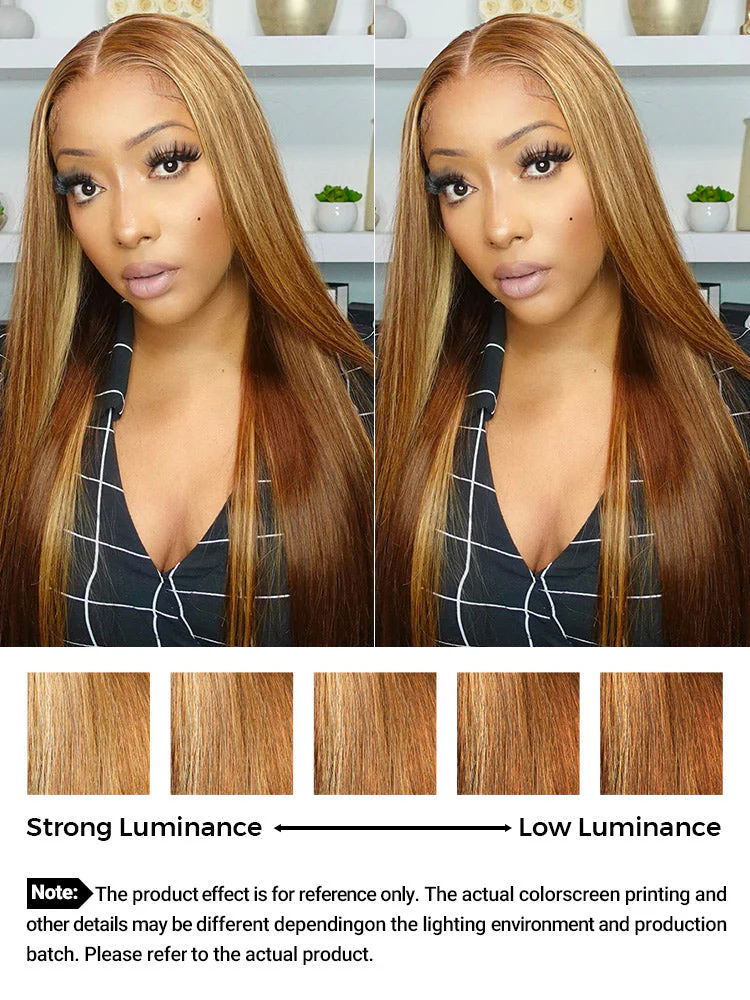 [Clearance Sale] Highlights Ombre Pre Cut HD Lace Wear Go Straight Glueless Wigs Pre Cut Lace Wig - Image 3