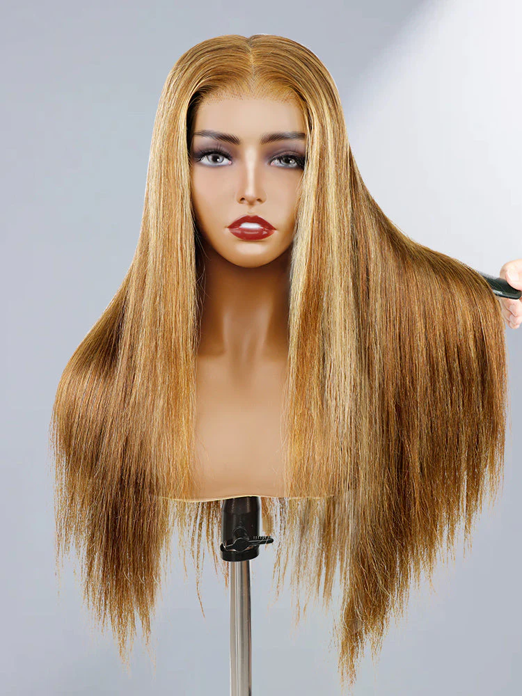 [Clearance Sale] Highlights Ombre Pre Cut HD Lace Wear Go Straight Glueless Wigs Pre Cut Lace Wig - Image 5