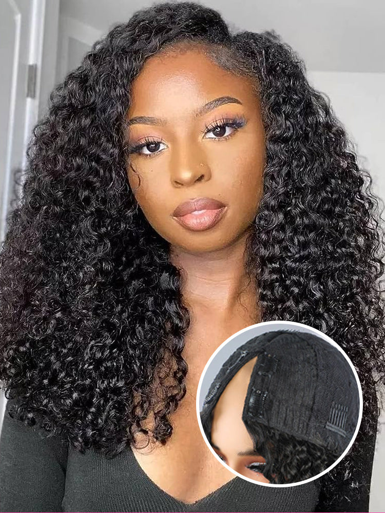 [Clearance Sale] Kinky Curly V Part Wig Human Hair Glueless Wig Pre-plucked - Image 4