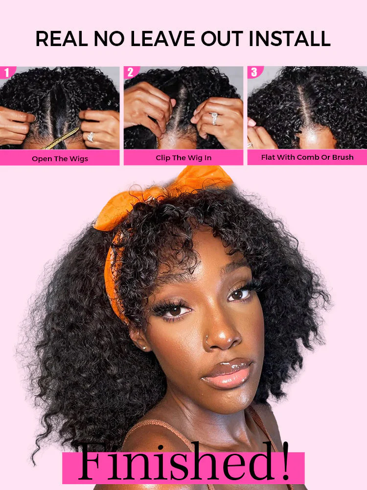 [Clearance Sale] Kinky Curly V Part Wig Human Hair Glueless Wig Pre-plucked - Image 8