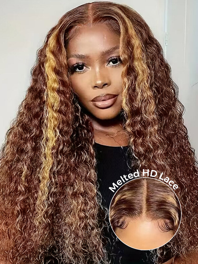[Clearance Sale] Pre-cut Swiss Lace Water Wave Wear Go Highlights Ombre Hair Glueless Wig - Image 2