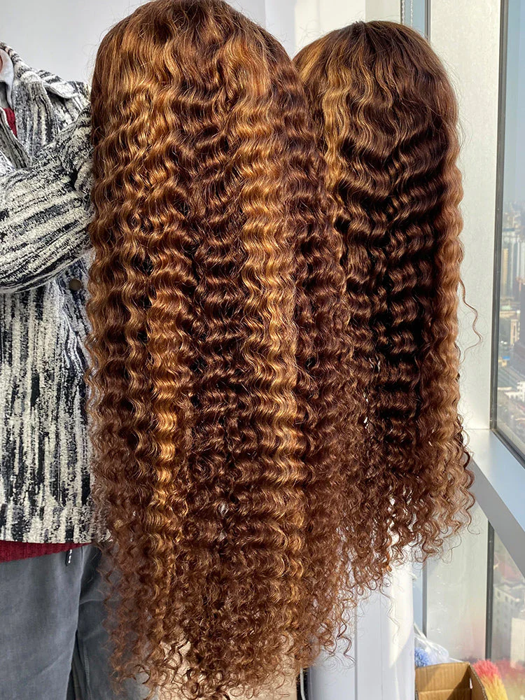 [Clearance Sale] Pre-cut Swiss Lace Water Wave Wear Go Highlights Ombre Hair Glueless Wig - Image 3
