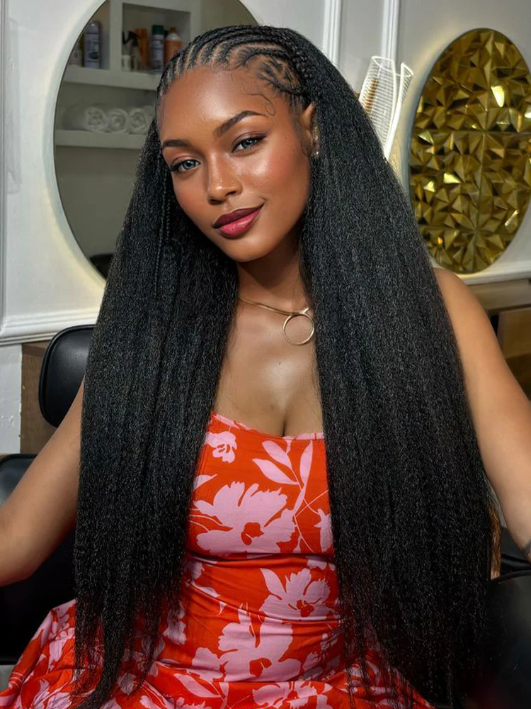 CurlyMe Kinky Straight Miracle Knots Pre-Separated Feather Crochet Real Human Hair Extensions for Boho Braids
