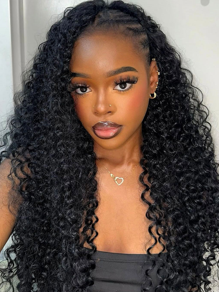 CurlyMe Water Wave Crochet Human Hair Feathers Boho Braids with Miracle Knots Pre Separated 100% Raw Real Hair Extensions