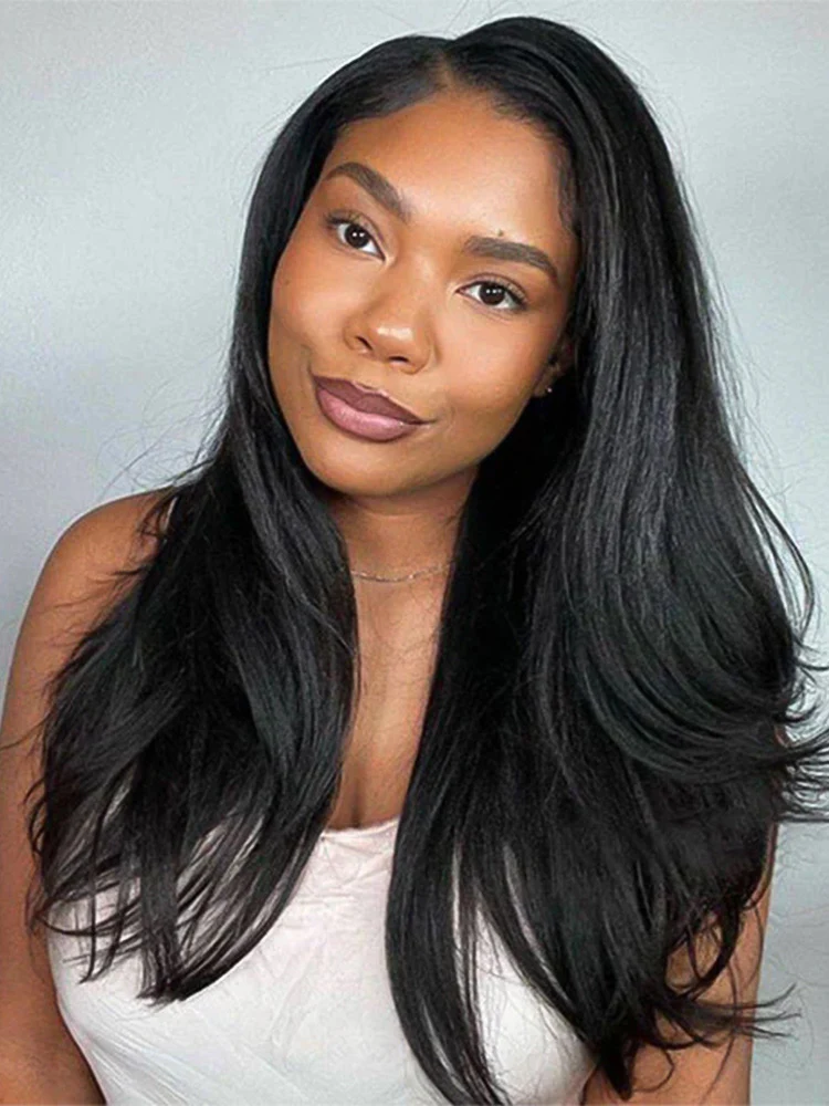 CurlyMe Pre-Styled Layered Cut Kinky Straight Glueless Install Half Wig With Draw-string Beginner Friendly - Image 3