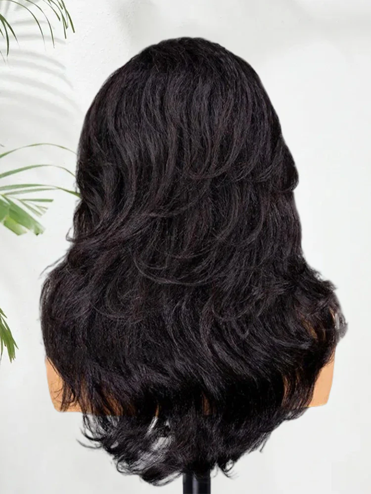 CurlyMe Pre-Styled Layered Cut Kinky Straight Glueless Install Half Wig With Draw-string Beginner Friendly - Image 6