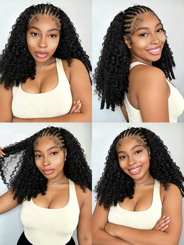 CurlyMe Premium Burmese Curly Miracle Knots Pre-Separated Feather Crochet Human Hair Knotless Boho Braids Remy Hair Extensions - Image 4