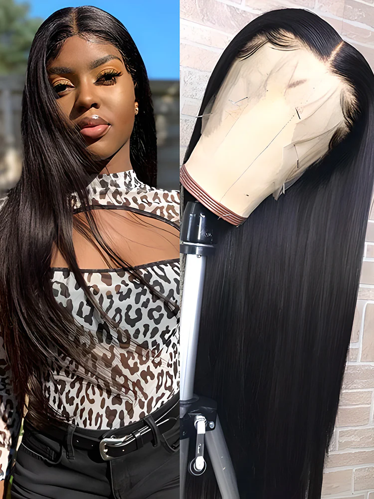 CurlyMe Pre-bleached Silky Straight Hair 13x4 Swiss HD Lace Front Wigs Pre Plucked For Women - Image 5