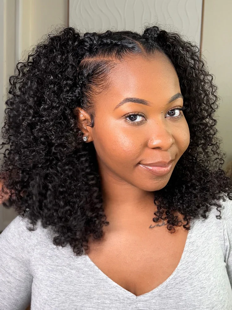 CurlyMe 3 In 1 Half Wig Water Wave Glueless Install Half Wig With Adjustable String Beginner Friendly For Tiktok - Image 8