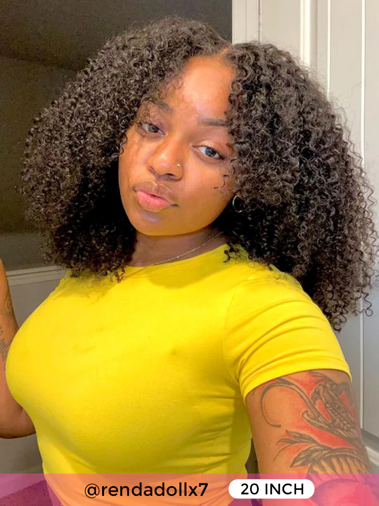 CurlyMe Pre-bleached Wear Go Glueless Afro Kinky Curly Pre-cut HD Lace Wig Pre-plucked For Tiktok